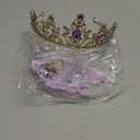 Preboun Princess Costume Accessories for Women Purple Crystal Tiara Sun Necklace Hairpin for Halloween Cosplay Birthday Party