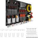 FZK Peg Board Wall Organizer Kit. Heavy Duty, 82PCS Metal Pegboard, Black, 36 * 24