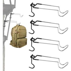 Metal Hunting Tree Stand Hooks - Bow Hanger for Tree Stand Gun Holder, Non-Slip Tree Stand Accessories, Easy Clamps on, Fits 0.75" to 1.25" Round & 1" Square Tree Saddle Seat