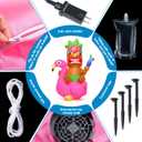Shappy 5 ft Inflatable Tiki Flamingo Surfboard Luau Hawaiian Party Decorations Summer Inflatables Outdoor LED Lighted Tiki Blow up Beach Tropical Pool Surfing Yard Party Supplies Favors(Delicate)
