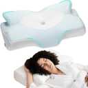 Elviros Cervical Memory Foam Pillows for Neck and Shoulder Pain, Neck Pillow for Sleeping, Side Sleeper Pillows for Adults, Ergonomic Orthopedic Sleeping for Back and Stomach Sleepers (Medium Firm) (Bule)