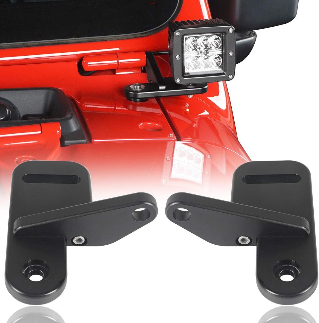 Hooke Road Cowl Light Mount Pillar Cube Light Mounting Brackets for Jeep JL Wrangler & Gladiator JT 2018 2019 2020 2021 2022 2023 2024 2025- Pair
