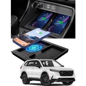 CarQiWireless Wireless Charger for Honda CRV 2023 2024 2025 2026 Cnter Console Phone Wireless Charging Pad Sport Hybrid CR-V Accessories Car Dual Position Wireless Phone Charger for CRV 2023-2026