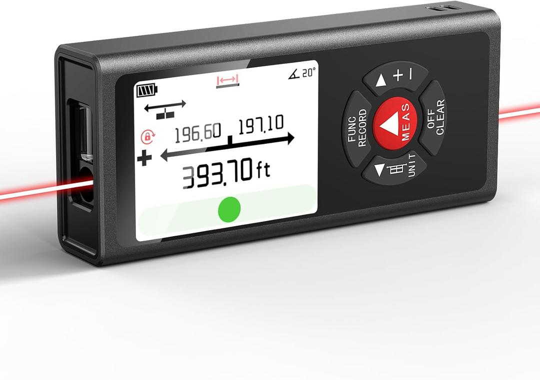 Corollata Dual Bilateral Laser Distance Measuring Tool Sturdy Aluminum Casing Laser Tape Measure Distance Measuring Wheel (393Ft/120M, Black)