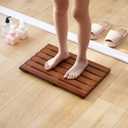 Bamboo Bath Mat for Shower with Non-Slip Rubber,Bathtub Mat,Floor Mat,Shower Mat for Indoor,Outdoor,Spa, Sauna, Pool (Brown, 20 * 13 * 1.4 inches)