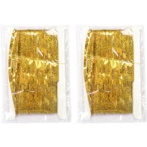 Elegant Party Backdrops Background Sturdy Fringes Curtains For Parties And Festivals With Stylish Light Reflection (Gold)