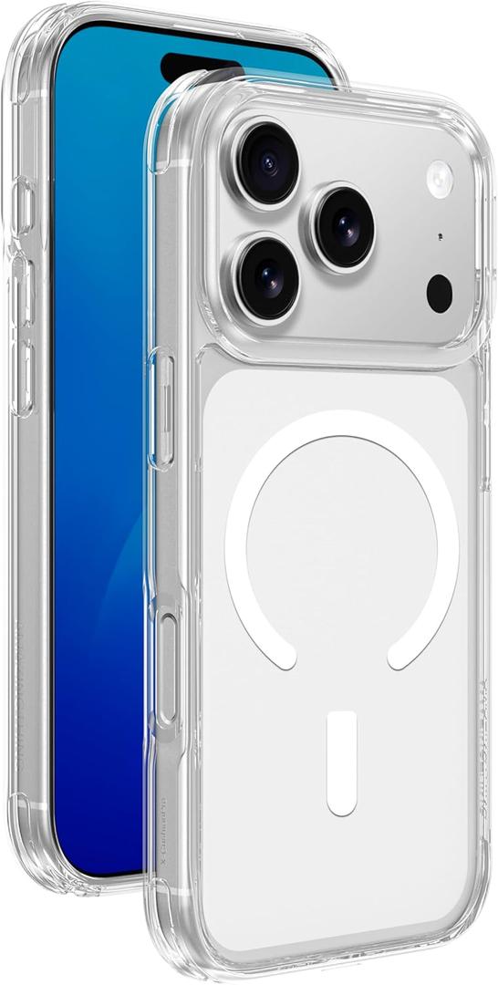 AMAZINGthing for iPhone 17 Pro [Minimal Mag Case], Designed for MagSafe Accessories, 7.7FT Drop Proof, Magnetic Phone Cover, Anti Yellowing, Transparent