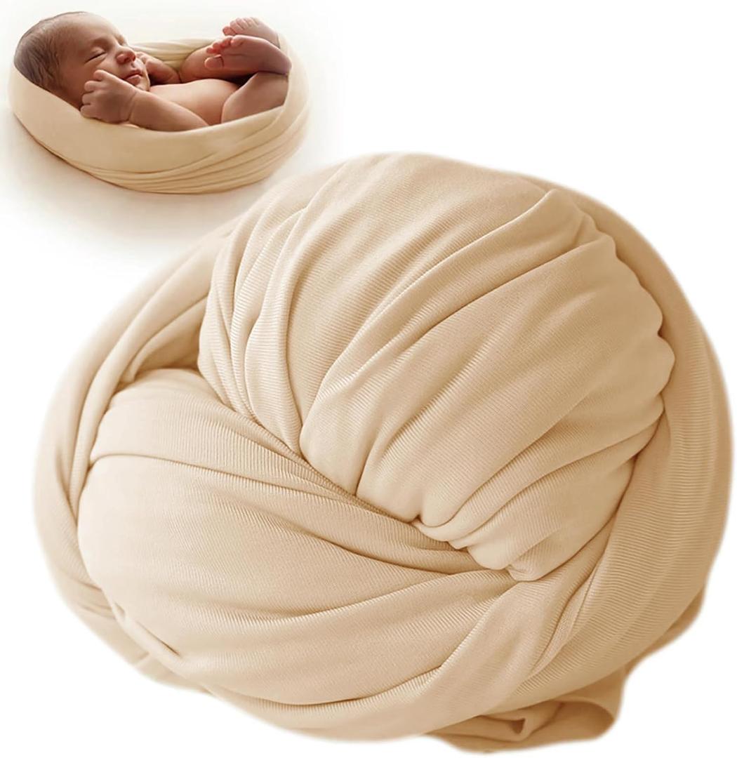 Newborn Photography Props Swaddle Newborn Wraps for Baby Boys Girls Infant Baby Photo Props Shoot Stretch Blanket (Beige)