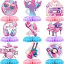 9Pcs Music Themed Party Decorations Girls Birthday Decorations Honeycomb Centre Decorations Pop Singer Themed Table Decorations Fan Celebration Party Supplies