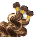Highlight Human Hair Bundles P4/613 Body Wave Human Hair Bundles Brown Body Wave Bundle P4/613 Color Brazilian Two Tone Chocolate Brown and Blonde Bundles Human Hair Extensions 26 28 30 Inch