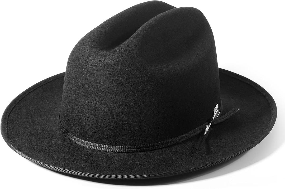 Open Road Hat Fedora Hat Pure Wool Felt Hat Vintage Rancher Hat Airway Vented Panama Hats for Men Women (7 3/8-7 1/2)