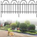 21ft X 13in Animal Barrier Fence, 15 Panels No Dig Fence for Dogs Rabbit, Anti Digging Defense Barrier Garden Edging Border, Rustproof Metal Arched Decorative Garden Fencing for Outdoor, Yard, Lawn (Black)