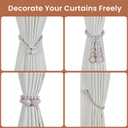 KLOGTSIND Magnetic Curtain Tiebacks, Curtain Tie Backs for Curtains 4 Pack, Wood Bead Curtain Tiebacks, Curtain Holders for Boho Bedroom Decor, Baby Nursery Decor, Farmhouse Decor