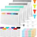 Protein Powder Travel Container Set, Reusable Protein Powder Container To Go, 28Pcs Single Dose Bags & 4Pcs Large Zip Bags, with Funnel, Spoon,Stirring Ball