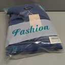 MASCOMODA Womens Sweaters Fall 2025 Oversized Striped Sweater Long Sleeve Polo V Neck Loose Side Slit Knitted Tunic Tops (Blue, XL)