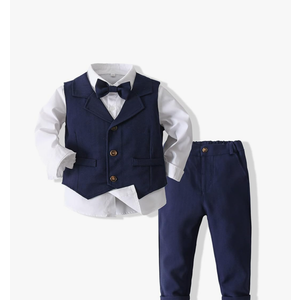 Kimocat Baby Boys Gentleman Bowtie Formal Outfit Suits Tuxedo Vest Wedding Party Suit size 110