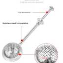 3 x Two stainless steel tea filters with long handles, used as advanced tea filters for loose leaf tea, outdoor portable rotating tea leakage tea ball tea separation ball tea brewing device