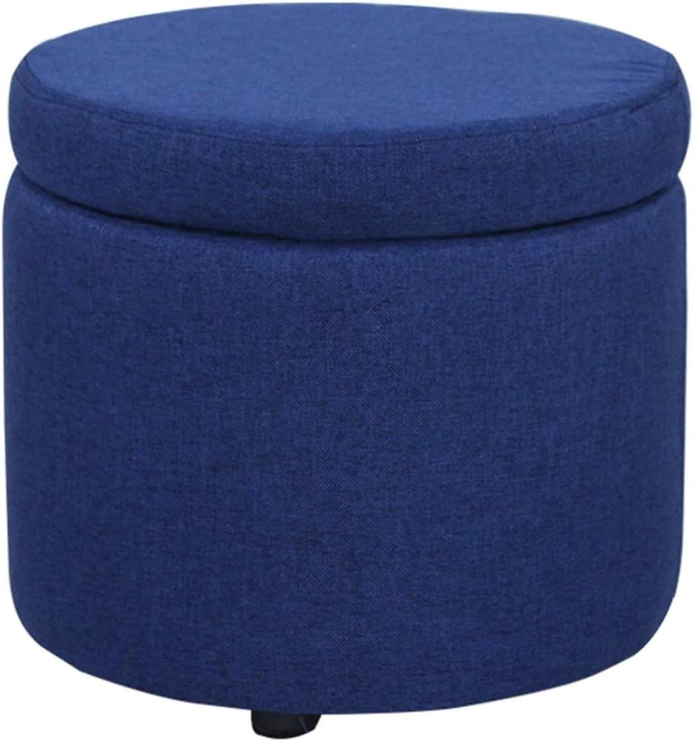 Footstool Foot Stool Removable Lid Storage,Fabric Upholstered Footstool,Footrest Shoe Bench,for Bedroom and Living Room Hallway Shoe Bench-Dark Blue 30x32cm Home Decor S 