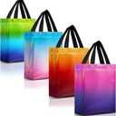 Nush Nush Set of 12 Gradient Medium Gift Bags - 4 Stunning and Shiny Reusable Gift Bags With Handles - Ideal Goodie Bag for Birthday Party, Wedding Party Favors, Christmas, Thanksgiving - 8x4x10 (Gradient Mix Color)