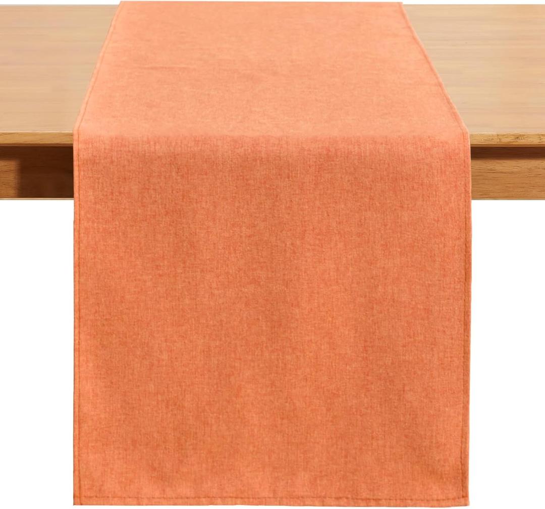 Table Runner 13 x108 Inches Long, Cotton Linen Farmhouse Style Orange Table Linen for Kitchen Dining Coffee Table Parties Wedding Home Decor (Fall-Orange, 13 x 108)