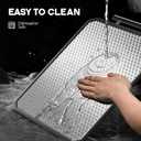 LOZOVIN Stainless Steel Cutting Board with Durable Anti-scratch Grid Design, Large 1612 Double Sided Non Toxic Chopping Board for Kitchen, Dishwasher Safe, Non-slip Edge, Garlic Grinding Area