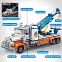 Tow Truck Building Kit 781 PCS, Crane Semi and Trailer Car Transporter, Construction Vehicles Building Blocks Set, Rescue Cars Compatible with Lego Truck, Gift for Boys Age 6-12 8-14 & Girls