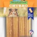 Himalayan Dog Chew Churro Yak Cheese Dog Chews, 100% Natural, Long Lasting, Gluten Free, Healthy & Safe Dog Treats, Lactose & Grain Free, Protein Rich, Real Peanut Butter Flavor, 4 Churros Per Pouch