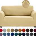 Joccun Stretch Sofa Cover for 2 Cushion Couch, Water Repellent Slipcover Protector, Washable Polyester Spandex Furniture Cover for Living Room, Pets (Champagne) (Medium55"-78"))