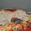 Autumn Pumpkin Tablecloth Round Maple Leaf Table Cloth Washable Thanksgiving Table Cover Decorative for Home Kitchen Party Picnic