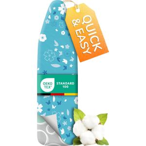 Super Soft Ironing Board Cover and Pad 50% Faster Ironing with Heat Reflection Technology, Thick Natural Cotton, Heavy-Duty & Scorch Resistant Made in Germany 15x54 Standard Size