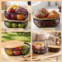 2 Pcs Oval Metal Mesh Storage Baskets with Tray Lids, Black Wire Organizer for Kitchen Countertop, Multi-functional Fruit and Bread Baskets for Home, Cabinet and Decorative Storage