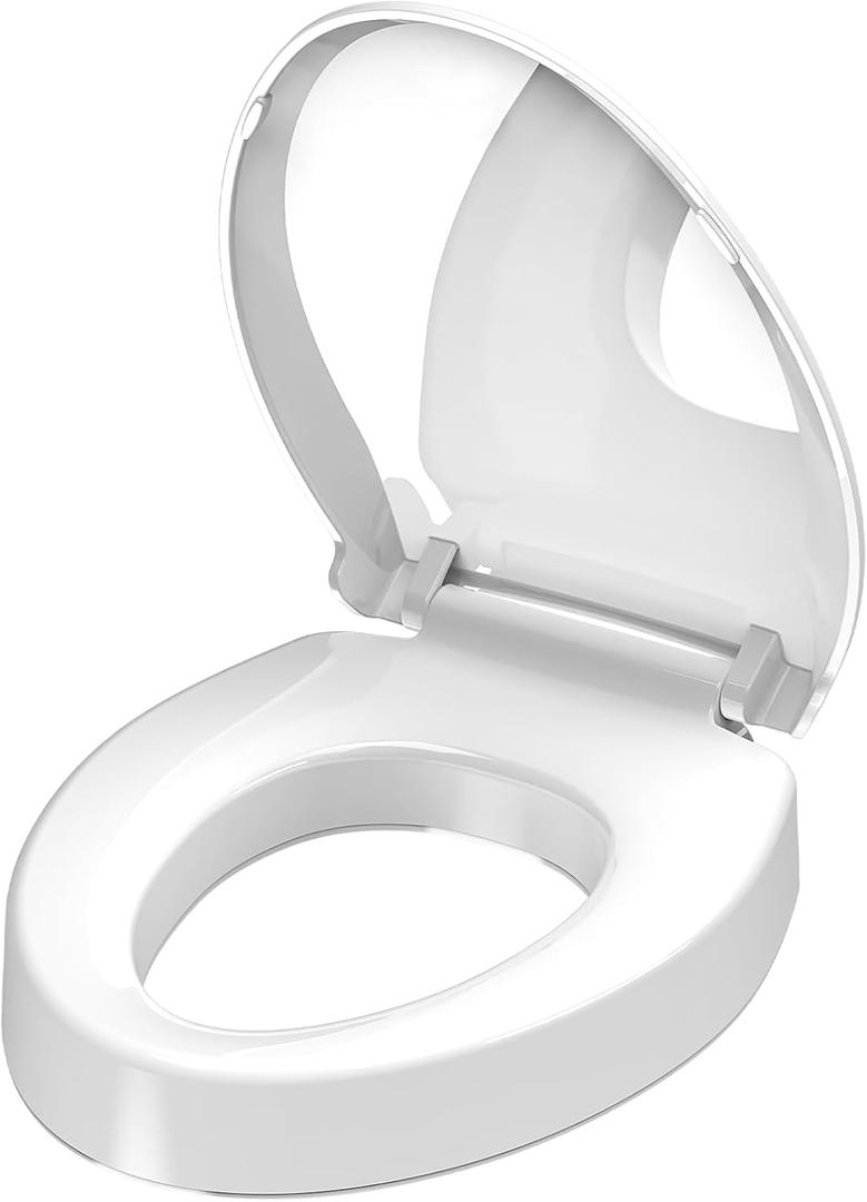 Aünsffer Raised 2.91'' Toilet Seat Elongated, Toilet Seat Riser for Elderly, Soft Close & Quick Release, Oblong 18.5inch Compatible Size, PP Material, 2 Years Support