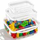 Bottom-Deepened-3 Pack Clear Hard Shell Zipper Case L+M+S,Portable Zipper Bags Waterproof Cosmetics Bags,Organizer Pouch For Snacks,Toy,Diapers,Travel,White