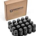 BRONEVO M12x1.5 Wheel Lug Nuts, Aftermarket Wheel-20pcs Black Closed End Bulge Acorn 6 Spline Lug Nuts with 2 Socket Keys Replacement for Toyota Camry Corolla RAV4, Ford Focus Fusion and More