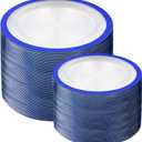 U-QE 200pcs Royal Blue Plastic Plates - Clear Blue Disposable Plates Heavy Duty - Includes 100 10" Dinner & 100 7" Dessert Plates for Party, Birthday & Wedding
