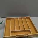 Expandable Bamboo Kitchen Drawer Organizer for Cutlery and Utensils, Adjustable Bamboo Wood Cutlery Tray in Drawer for Flatware and Silverware in Kitchen, (Natural) (7 Slots Expandable)