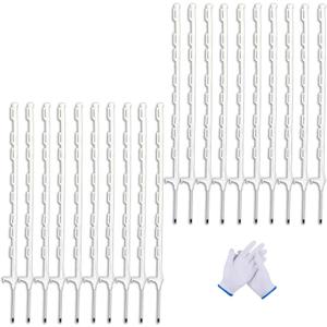 20 Pack 48inch Step-in Electric Fence Posts Temporary Plastic Fence Stakes for Garden and Farm Protection, Easy to Install and Move.White