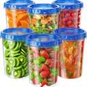 BiuLeon 6 Pack-34 oz Freezer Storage Containers, Plastic Food Storage Containers with Twist Top Lids, BPA Free and Reusable Soup Containers with Lids, Leakproof/Microwave/Dishwasher Safe