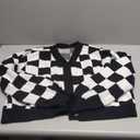 Dokotoo Womens Checkered V Neck Button Down Long Sleeve Cable Knit Cropped Cardigan Sweaters Tops (X-Large, Black)