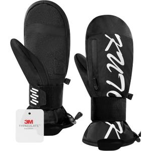 KUTOOK Winter Ski Mittens Men & Women Touchscreen Snow Mitts 3M Thinsulate Cold Weather Waterproof Gloves for Snowboarding Skiing Mountaineering (Medium, Black)