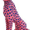 Quoowiit Statues for Home Decor, Modern Sculptures and Statues Decorations for Living Room, Bedroom, Table, Bookshelf, White Resin Leopard Art Decorative Sculpture with Black Polka Dots Design, 4.17 X 8.27 X 10.24 Inches