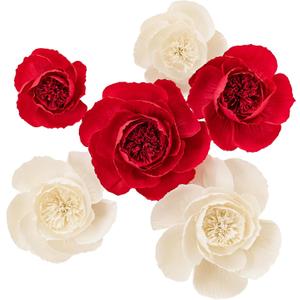 Crepe Paper Flowers Decoration for Wall, Artificial Flowers for Wedding Decor,Flower Backdrop Decor,Baby Shower,Birthday Party,Photo Backdrop,Archway Decor, Nursery Wall Decor (Red&Beige;Set/6)