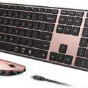 seenda Wireless Bluetooth Keyboard and Mouse Combo (USB + Dual BT), SKM64-3 Multi-Device Rechargeable Slim Keyboard and Mouse, Compatible for Win 7/8/10, MacBook Pro/Air, iPad, Tablet - Rose Gold