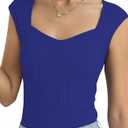 Girls Crop Top Textured Cap Sleeve T Shirt Slim Fitted Tee Cute Summer Tops Royal Blue 11-12 Years