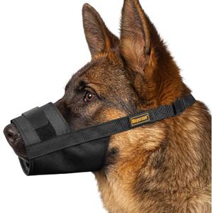 Mayerzon Dog Muzzle for Large Medium Small Dogs, Adjustable Fit, Soft & Sturdy Fabric, Prevents Fierce Barking Biting Chewing, Ideal for Grooming Walking Vet Visits, Allows to Pant Drink (Black, S) (S [Snout Cir: 7.5-9''])