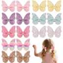 16 PCS Glitter Butterfly Hair Clips for Girls, Colorful Sparkly Hair Bows Barrettes, Cute Hair Accessories for Kids & Women, Ideal for Holiday, Party & Daily Wear