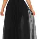 XXTAXN Women's Sexy Deep V Neck Split Cocktail Party Formal Bridesmaid Maxi Dress (Large, Black)