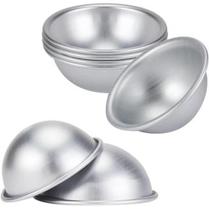 GSHLLO 10 Pcs 5.5cm Bath Bomb Molds Bath Soap Moulds Half Round Cake Pans Pudding Baking Pans Aluminum Cake Cups Egg Tart Moulds Dessert Cooking Pans, Silver