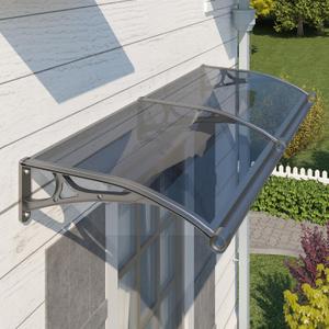 Door Awning Window Canopy with Drainage, 48x80 Inch Solid Polycarbonate Awnings for Outside, Porch, Patio, Deck, Sun Shade UV,Rain,and Snow Protection, Aluminum Alloy Bracket