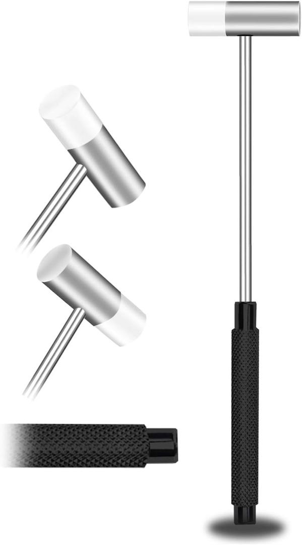 Dual Head Small Hammer, 7-1/3in Length, Black Knurled Grip, Double face Jewelry Mallet, Mini Mallet for crafts, Mini Hammer for Watch, Tuning, Woodworking, Toys, Handcraft, Leather, Instruments